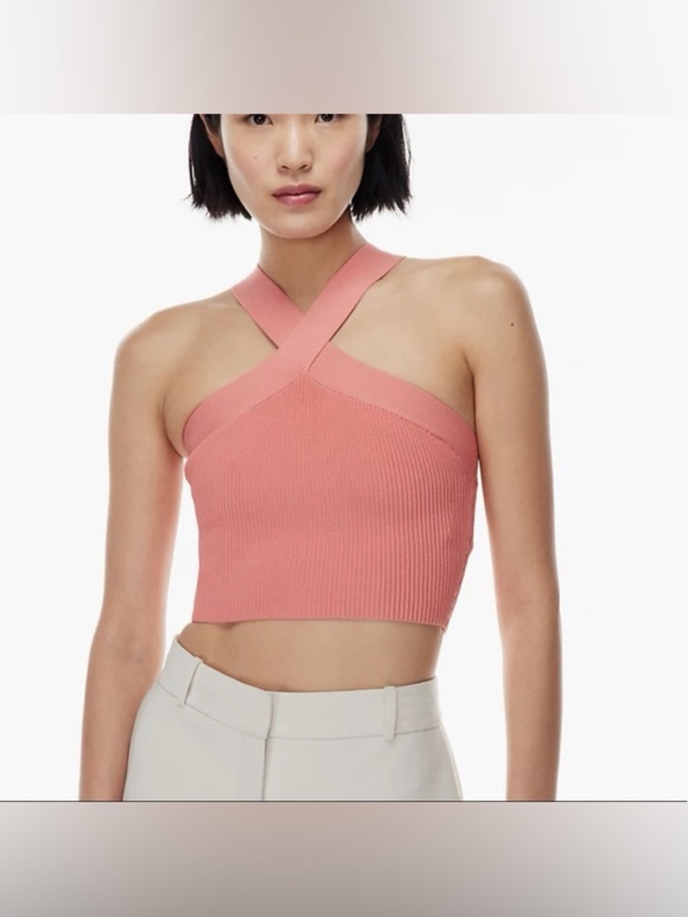 Babaton Aritzia Sculpt Knit Criss Cross Tank Top Size XL Pink Blush Coquette